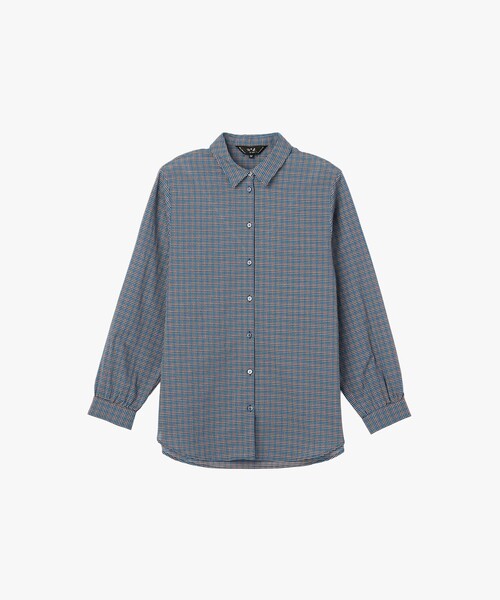 To b. by agnes b.（トゥービーバイアニエスベー）の「ドビー ミニチェック コットン シャツ（シャツ/ブラウス・レディース・ネイビー・40/38/36）」の4枚目の写真