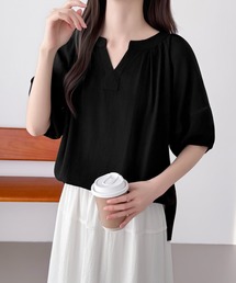 emi+（エミプラス）の「バルーン袖キーネックブラウス（シャツ/ブラウス）」