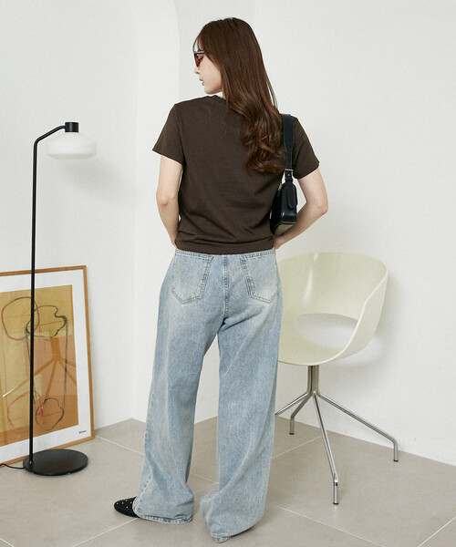 PUBLUX(パブリュクス)の「PUBLUX/パブリュクス ピコレース クルーネック Tシャツ 限定展開(Tシャツ/カットソー・レディース・チャコールグレー/ネイビー/ブラウン/ホワイト・フリ-)」の13枚目の写真