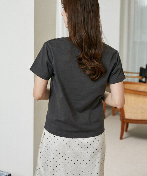 PUBLUX(パブリュクス)の「PUBLUX/パブリュクス ピコレース クルーネック Tシャツ 限定展開(Tシャツ/カットソー・レディース・チャコールグレー/ネイビー/ブラウン/ホワイト・フリ-)」の18枚目の写真