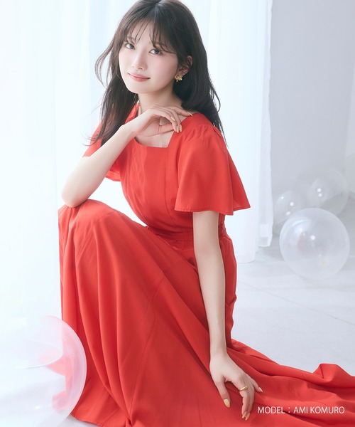 MISCH MASCH(ミッシュマッシュ)の「2026春夏新作 スクエアネックバックリボンAラインワンピース(ワンピース・レディース・ラベンダー/レッド/ブラック/ホワイト×ブラック・S/M)」の1枚目の写真