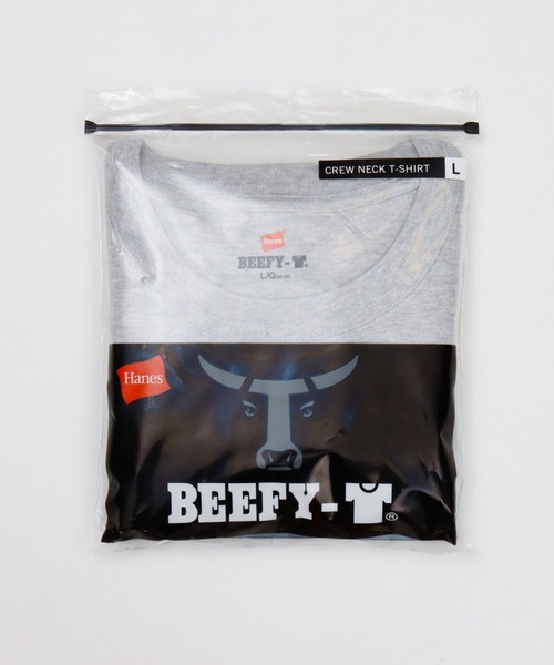 HANES(ヘインズ)の「Hanes BEEFY Tシャツ/HM1-D001(Tシャツ/カットソー・メンズ・ホワイト/杢グレー/ブラック/ネイビー/ダークグレー・M/S/XL/L)」の4枚目の写真