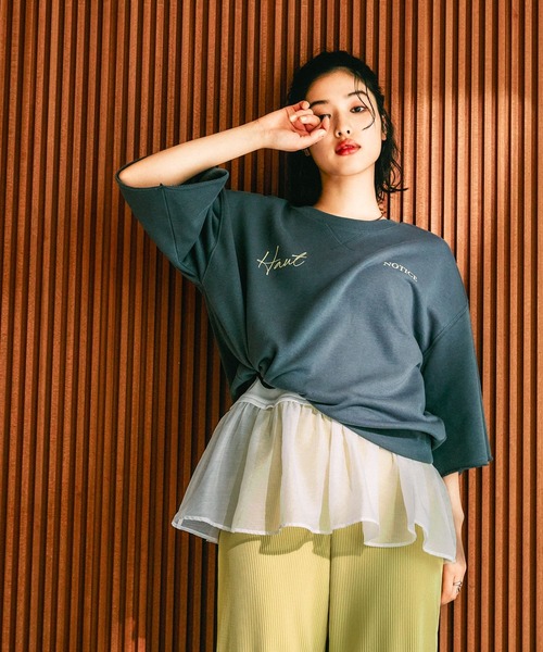 LEPSIM(レプシィム)の「ミニ裏毛アソート5分袖プルオーバー 639423(Tシャツ/カットソー・レディース・イエロー/ピンク/チャコールグレー/オフホワイト・FREE)」の5枚目の写真