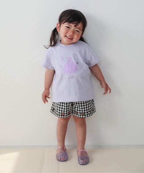 apres les cours(アプレレクール)の「ハート刺繍ショートパンツ(その他パンツ・キッズ・チェック/アイボリー・80/90/100/110/120/130/140)」の3枚目の写真