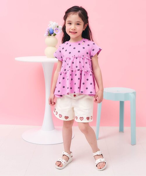 apres les cours(アプレレクール)の「ハート刺繍ショートパンツ(その他パンツ・キッズ・チェック/アイボリー・80/90/100/110/120/130/140)」の15枚目の写真