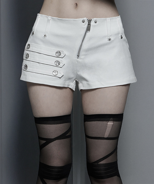 ETRE AU SOMMET(エトレオソメ)の「Napoleon Diagonal zipper short pants (White)(デニムパンツ・レディース・ホワイト・1/2)」の7枚目の写真