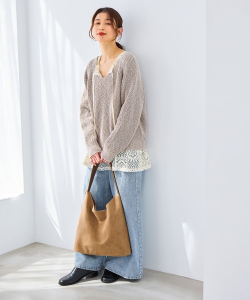 studio CLIP（スタディオクリップ）の「レース切り替えスキッパープルオーバー（Tシャツ/カットソー・レディース・カーキ/ホワイト/ブラウン・FREE）」の14枚目の写真