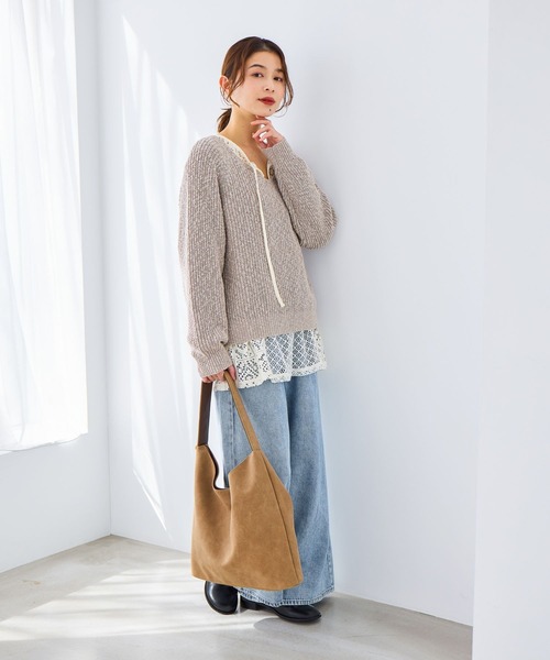 studio CLIP（スタディオクリップ）の「レース切り替えスキッパープルオーバー（Tシャツ/カットソー・レディース・カーキ/ホワイト/ブラウン・FREE）」の17枚目の写真