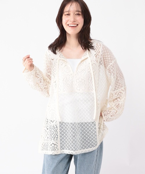 studio CLIP（スタディオクリップ）の「レース切り替えスキッパープルオーバー（Tシャツ/カットソー・レディース・カーキ/ホワイト/ブラウン・FREE）」の18枚目の写真