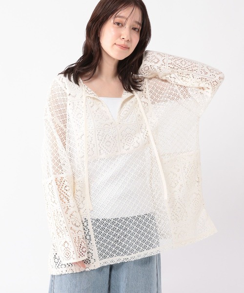 studio CLIP（スタディオクリップ）の「レース切り替えスキッパープルオーバー（Tシャツ/カットソー・レディース・カーキ/ホワイト/ブラウン・FREE）」の19枚目の写真