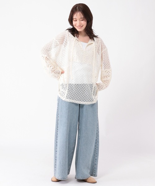 studio CLIP（スタディオクリップ）の「レース切り替えスキッパープルオーバー（Tシャツ/カットソー・レディース・カーキ/ホワイト/ブラウン・FREE）」の20枚目の写真