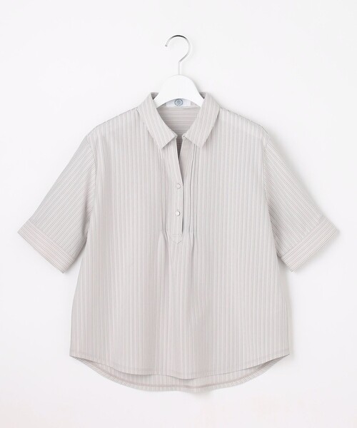 J.PRESS(ジェイプレス)の「ドライコットン ストライプ ポロ カットソー(Tシャツ/カットソー・レディース・サックスブルー系1/ライトグレー系1・MEDIUM/LARGE)」の7枚目の写真
