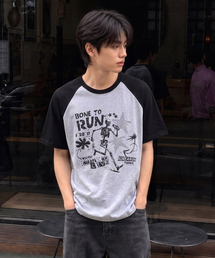 ボントゥラン レグラングラフィック 半袖Tシャツ グレー