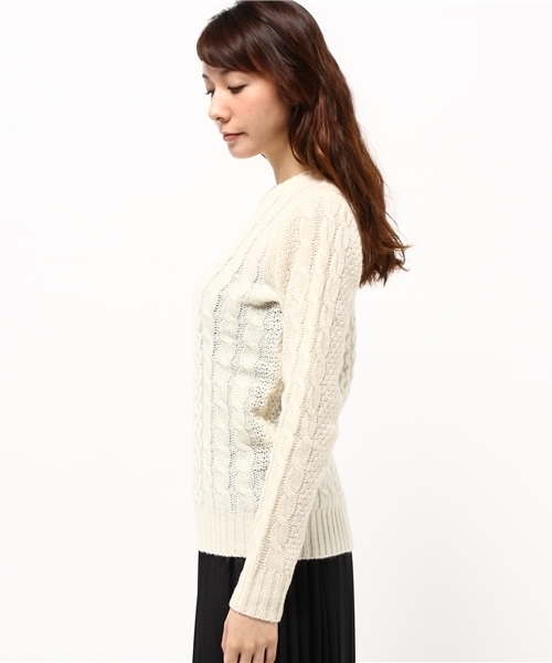 OUTLET(アウトレット)の「【CIAOPANIC TYPY】ウールアラン編ミニットプルオーバー(ニット/セーター・レディース・ネイビー/グレー/オフホワイト・ONE)」の5枚目の写真