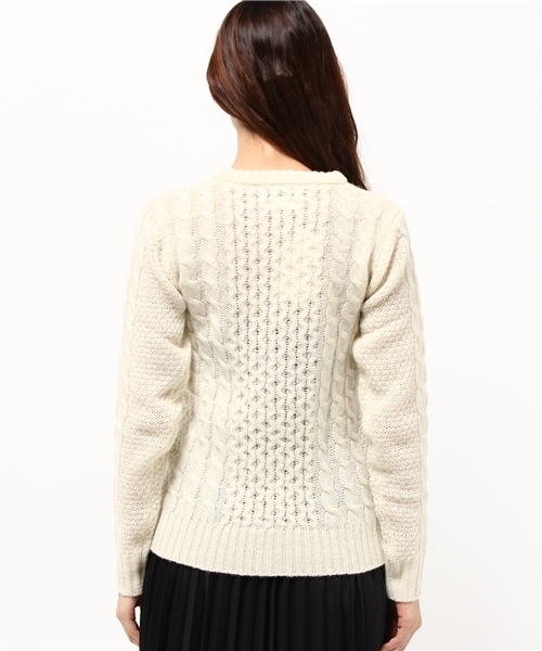 OUTLET(アウトレット)の「【CIAOPANIC TYPY】ウールアラン編ミニットプルオーバー(ニット/セーター・レディース・ネイビー/グレー/オフホワイト・ONE)」の6枚目の写真