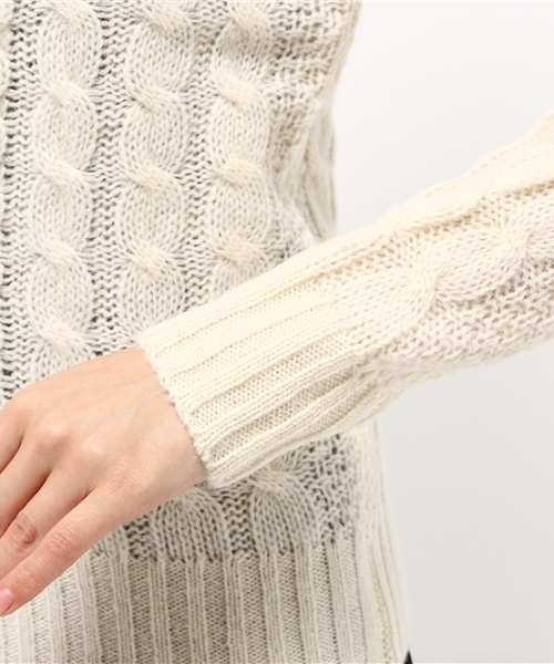 OUTLET(アウトレット)の「【CIAOPANIC TYPY】ウールアラン編ミニットプルオーバー(ニット/セーター・レディース・ネイビー/グレー/オフホワイト・ONE)」の8枚目の写真