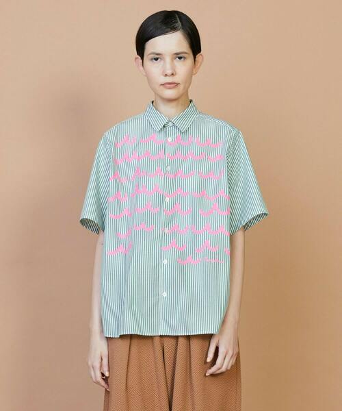 FRAPBOIS(フラボア)の「ウェーピーシャツ(シャツ/ブラウス・レディース・ブルー/グリーン・2/1)」の1枚目の写真