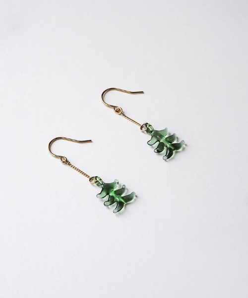 HARIO Lampwork Factory(ハリオランプワークファクトリー)の「イイダ傘店 ピアス 森(ピアス(両耳用)・レディース・グリーン・FREE)」の7枚目の写真