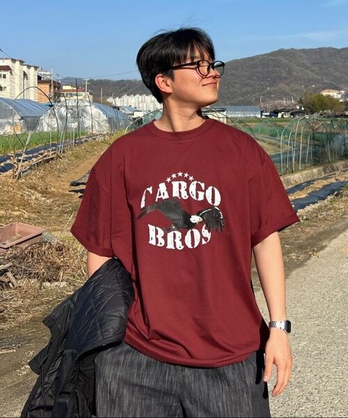 CARGOBROS（カーゴブロス）の「(ビッグサイズ) アメリカンヴィンテージ イーグル 半袖Tシャツ (ワイン)（Tシャツ/カットソー・メンズ・その他・FREE）」の7枚目の写真