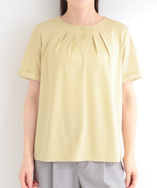 SHOO・LA・RUE(シューラルー)の「【洗濯後しわになりにくい/UV/S-LL】Tシャツ感覚できれい見え タックブラウス(シャツ/ブラウス・レディース・オフホワイト/ネイビー/イエロー系その他・04/03/02/01)」の16枚目の写真