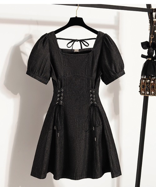 CHUL(チュル)の「レースアップデニムミニワンピース(ワンピース・レディース・ブラック/ブルー・X-LARGE/LARGE/MEDIUM)」の1枚目の写真