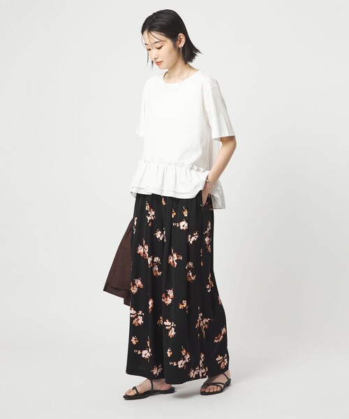 green label relaxing（グリーンレーベルリラクシング）の「［size SHORTあり］フラワー フレア ワイドパンツ マシンウォッシャブル・接触冷感（その他パンツ・レディース・その他1・SHORT/FREE）」の10枚目の写真