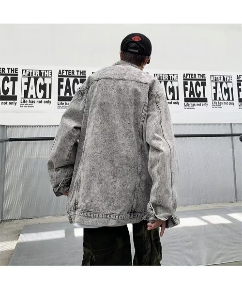 B.I.D.(ビーアイディー)の「《Bz》クラッシュ加工ブリーチブラックデニムGジャン/ジャケット(NEZ)(デニムジャケット・メンズ・ブラック・FREE)」の9枚目の写真
