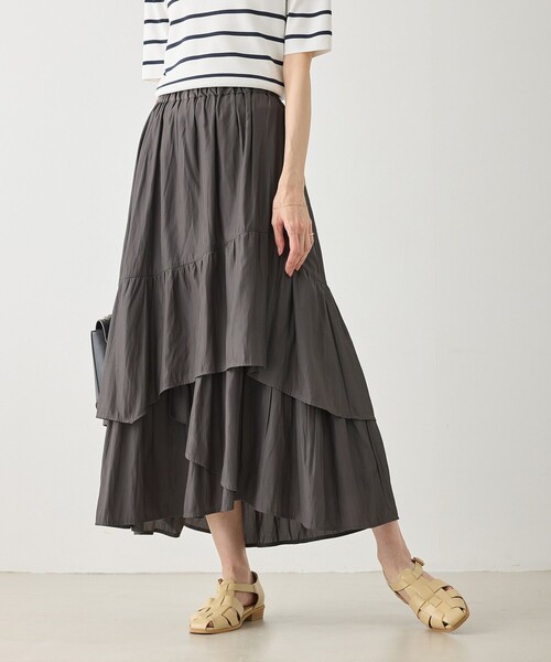 ROPE' PICNIC(ロペピクニック)の「ダンダンティアードスカート(スカート・レディース・チャコールグレー/オフホワイト/サックスブルー・FREE)」の6枚目の写真