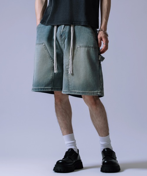 Crownor(クラウノアー)の「ワイドバギー デニムペインターパンツ(その他パンツ・メンズ・ブラック/サックスブルー・LARGE/MEDIUM)」の1枚目の写真