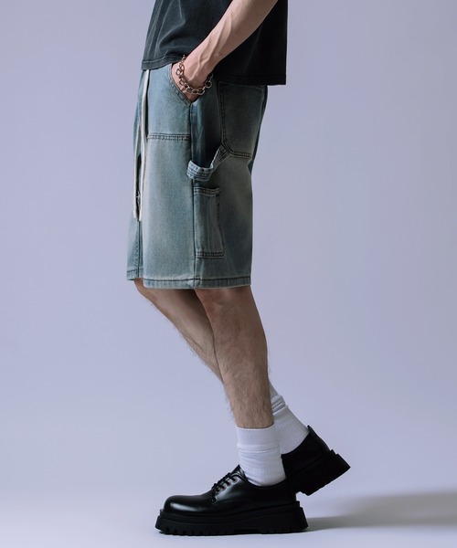 Crownor(クラウノアー)の「ワイドバギー デニムペインターパンツ(その他パンツ・メンズ・ブラック/サックスブルー・LARGE/MEDIUM)」の8枚目の写真