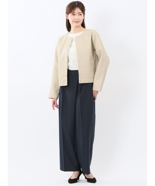 m.f.editorial(エムエフエディトリアル)の「【ストレッチ ウォッシャブル UVカット イージーケア】m.f.エディトリアル レディース D管付き ラップ パンツ 紺(スラックス・レディース・ネイビー・MEDIUM/LARGE/X-LARGE/S)」の6枚目の写真