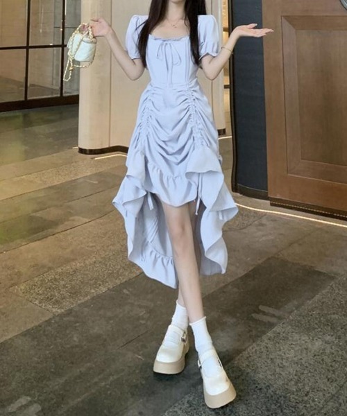 Miniministore(ミニミニストア)の「丈を調整できる4wayワンピース半袖きれいめ(ワンピース・レディース・ライトブルー/ブラック・M/L/XL)」の10枚目の写真