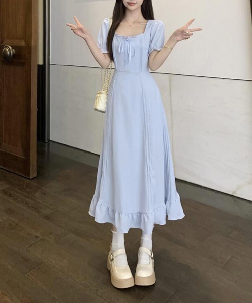 Miniministore(ミニミニストア)の「丈を調整できる4wayワンピース半袖きれいめ(ワンピース・レディース・ライトブルー/ブラック・M/L/XL)」の12枚目の写真