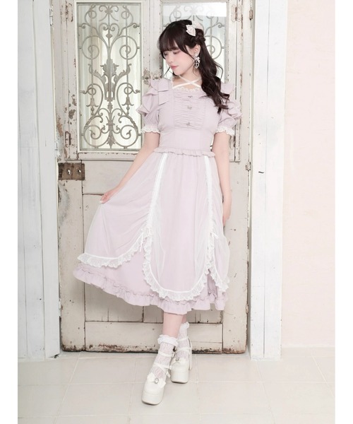 NOEMIE（ノエミー）の「ショルダーリボンドロストプリンセスロングワンピース（ワンピース・レディース・オフホワイト・M）」の4枚目の写真