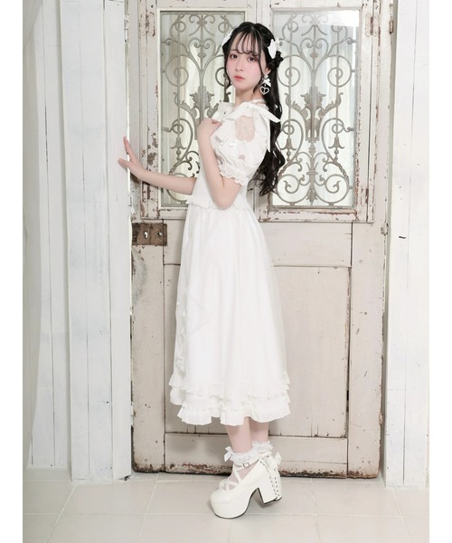 NOEMIE（ノエミー）の「ショルダーリボンドロストプリンセスロングワンピース（ワンピース・レディース・オフホワイト・M）」の8枚目の写真