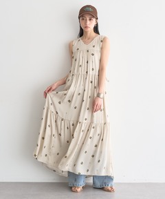 Lame chiffon ribbon slit onepiece(eme11087)（ワンピース）｜M me