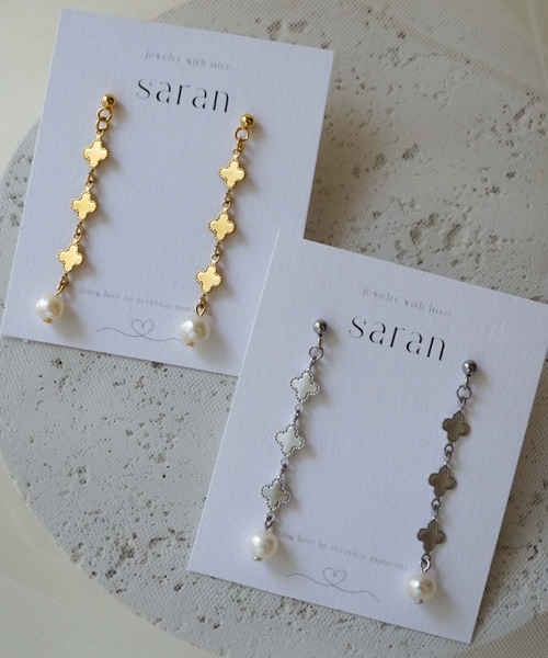 CERCA(チェルカ)の「saran jewelry/クローバーモチーフ パール ピアス/アレルギー対応(ピアス(両耳用)・レディース・ゴールド/シルバー・FREE)」の3枚目の写真