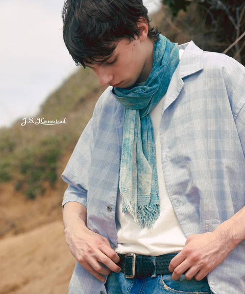 JOURNAL STANDARD J.S HOMESTEAD(ジャーナルスタンダードホームステッド)の「J.S.Homestead / ブークレ チェック リラックス オープン カラー シャツ(シャツ/ブラウス・メンズ・ブラック系その他/サックスブルー/ホワイト系その他・MEDIUM/LARGE)」の3枚目の写真