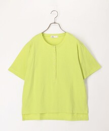 ドライタッチ天竺ヘンリーネックパール釦Tee