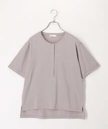 ドライタッチ天竺ヘンリーネックパール釦Tee