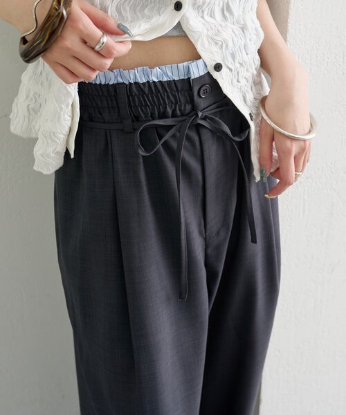 セール】【涼しい素材にリニューアル】26SS Wベルトパンツ（スラックス