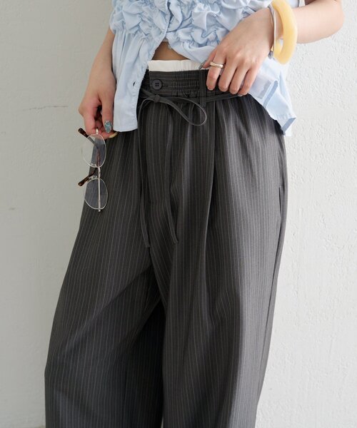 スラックス　26ss セール】【涼しい素材にリニューアル】26SS Wベルトパンツ（スラックス