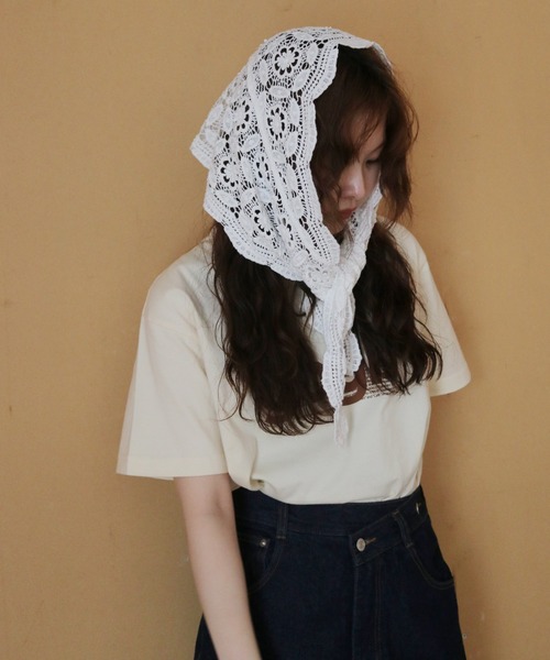 cheriella（シェリエラ）の「【cheriella】マルチWAYレーススカーフ  MULTI-WAY LACE SCARF（バンダナ/スカーフ・レディース・オフホワイト/ブラック/ベージュ・FREE）」の12枚目の写真