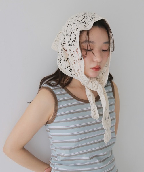 cheriella（シェリエラ）の「【cheriella】マルチWAYレーススカーフ  MULTI-WAY LACE SCARF（バンダナ/スカーフ・レディース・オフホワイト/ブラック/ベージュ・FREE）」の19枚目の写真