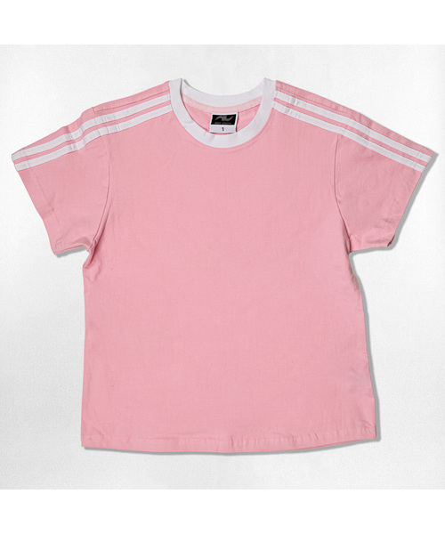 NOTUSUAL(ノットユージュアル)の「ユーズアルセミクロップ半袖Tシャツ 6色(Tシャツ/カットソー・レディース・ホワイト/スカイブルー/ネイビー/ピンク/ライトブラウン/ホワイト×グリーン・1(S))」の6枚目の写真