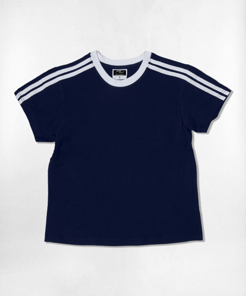 NOTUSUAL(ノットユージュアル)の「ユーズアルセミクロップ半袖Tシャツ 6色(Tシャツ/カットソー・レディース・ホワイト/スカイブルー/ネイビー/ピンク/ライトブラウン/ホワイト×グリーン・1(S))」の9枚目の写真