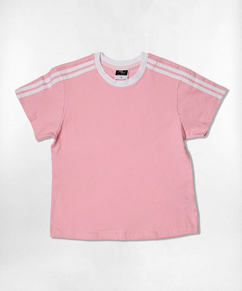 NOTUSUAL(ノットユージュアル)の「ユーズアルセミクロップ半袖Tシャツ 6色(Tシャツ/カットソー・レディース・ホワイト/スカイブルー/ネイビー/ピンク/ライトブラウン/ホワイト×グリーン・1(S))」の12枚目の写真