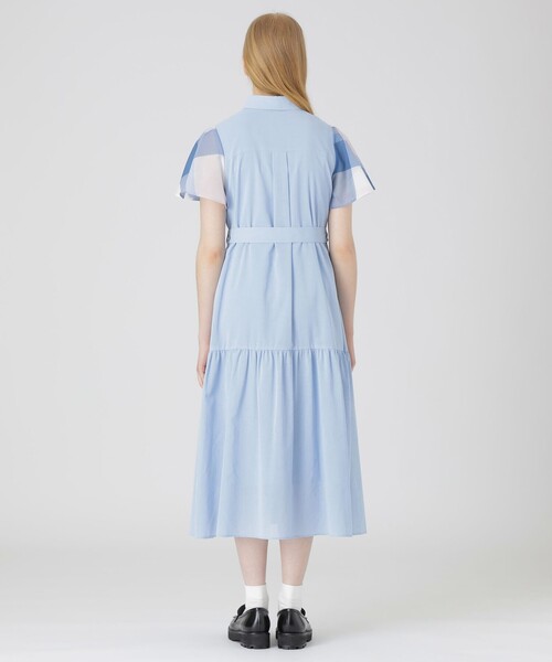 BLUE LABEL CRESTBRIDGE(ブルーレーベルクレストブリッジ)の「【10周年記念】クリスピーシアーボイルティアードドレス(ワンピース・レディース・ブルー/ダークネイビー・36/38/40)」の17枚目の写真