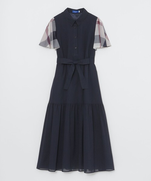 BLUE LABEL CRESTBRIDGE(ブルーレーベルクレストブリッジ)の「【10周年記念】クリスピーシアーボイルティアードドレス(ワンピース・レディース・ブルー/ダークネイビー・36/38/40)」の3枚目の写真