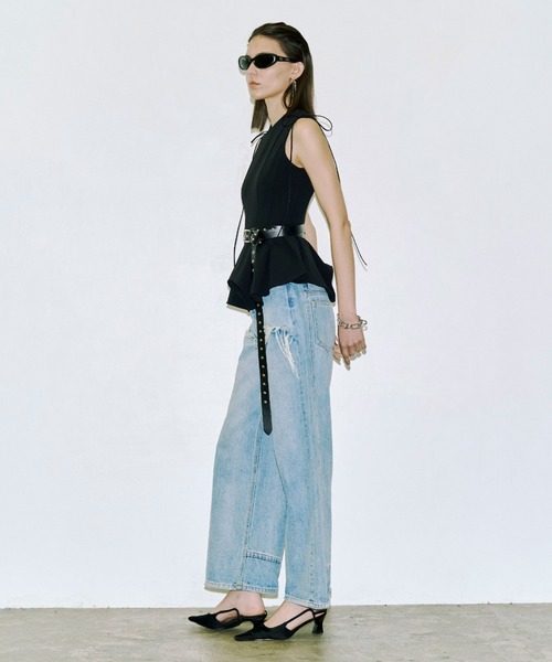 JOSE MOON(ジョゼムーン)の「PEPLUM TAPE TOPS/ペプラムテープトップス(Tシャツ/カットソー・レディース・ブラック/グリーン系その他/ホワイト・FREE)」の21枚目の写真